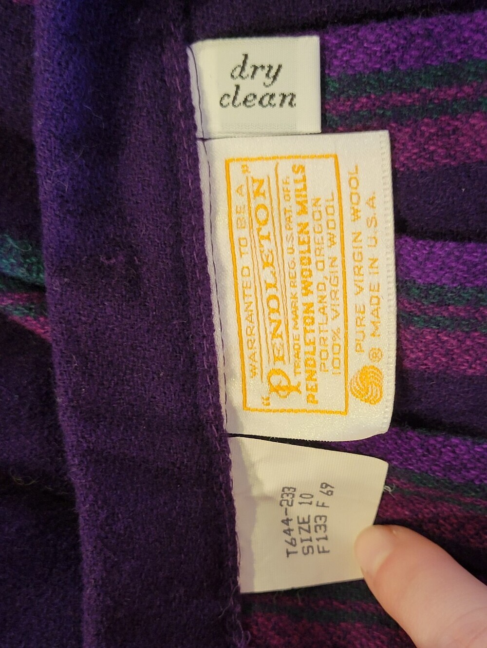Vintage Pendleton Wool Purple Plaid Pleated Skirt - Picture 9 of 9